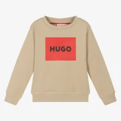 Boys Beige Cotton Sweatshirt