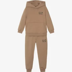 Boys Beige Cotton Tracksuit
