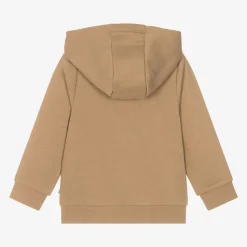 Boys Beige Cotton Zip-Up Top