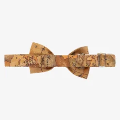 Boys Beige Geo Map Bow Tie