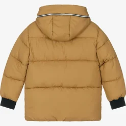 Boys Beige Hooded Puffer Coat