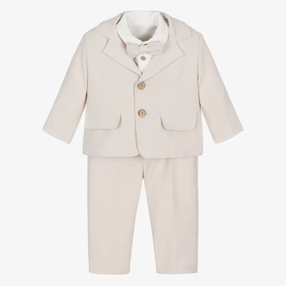 Boys Beige Jersey Suit