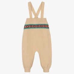 Boys Beige Knitted Dungarees