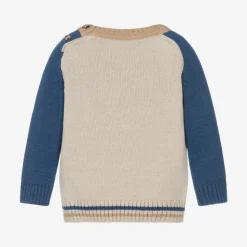 Boys Beige Knitted Tractor Sweater