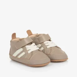 Boys Beige Leather First Walker Shoes