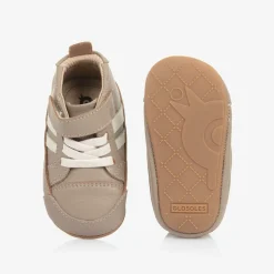 Boys Beige Leather First Walker Shoes