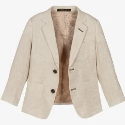 Boys Beige Linen & Cotton Suit