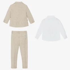 Boys Beige Linen Suit