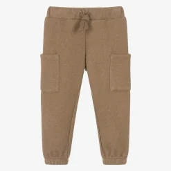 Boys Beige Ribbed Jersey Knit Trousers