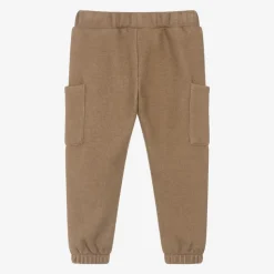 Boys Beige Ribbed Jersey Knit Trousers