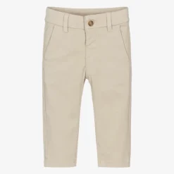 Boys Beige Slim Fit Chino Trousers