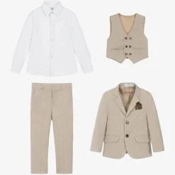 Boys Beige Trouser Suit