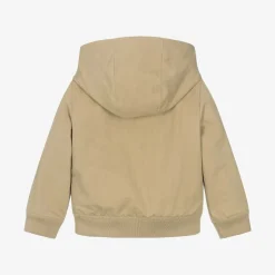 Boys Beige Twill Zip-Up Jacket