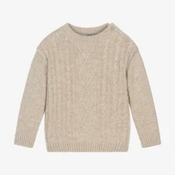 Boys Beige Wool & Cotton Knit Sweater