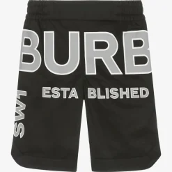 Boys Black & Checked Logo Shorts