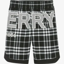 Boys Black & Checked Logo Shorts