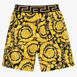 Boys Black & Gold Barocco Shorts