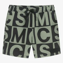 Boys Black & Green SMC Logo Swim Shorts