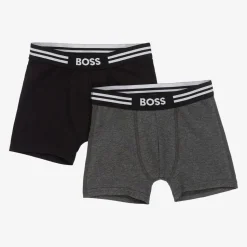 Boys Black & Grey Boxer Shorts (2 Pack)