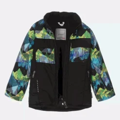 Boys Black Abstract Print Ski Jacket