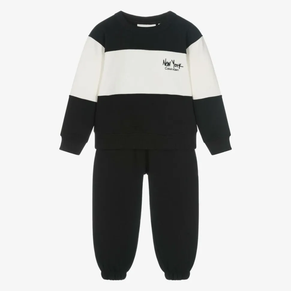 Boys Black Colourblock Tracksuit
