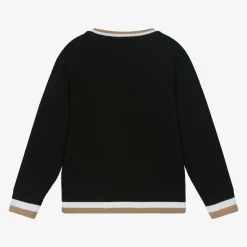 Boys Black Cotton & Wool Knit Jumper