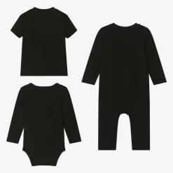 Boys Black Cotton Babysuit Set