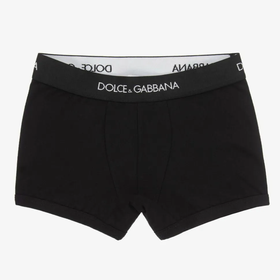 Boys Black Cotton Boxers (2 Pack)