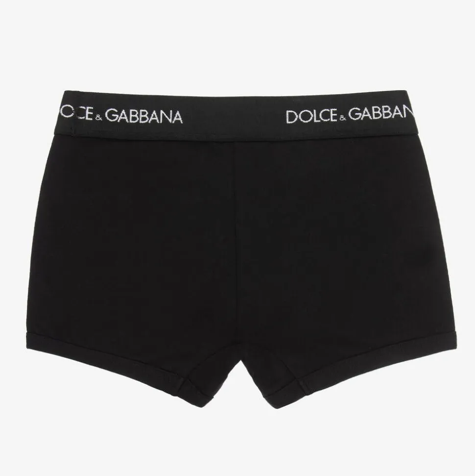 Boys Black Cotton Boxers (2 Pack)