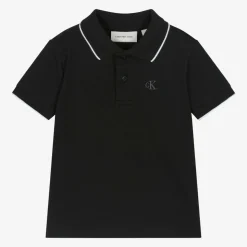 Boys Black Cotton CK Polo Shirt