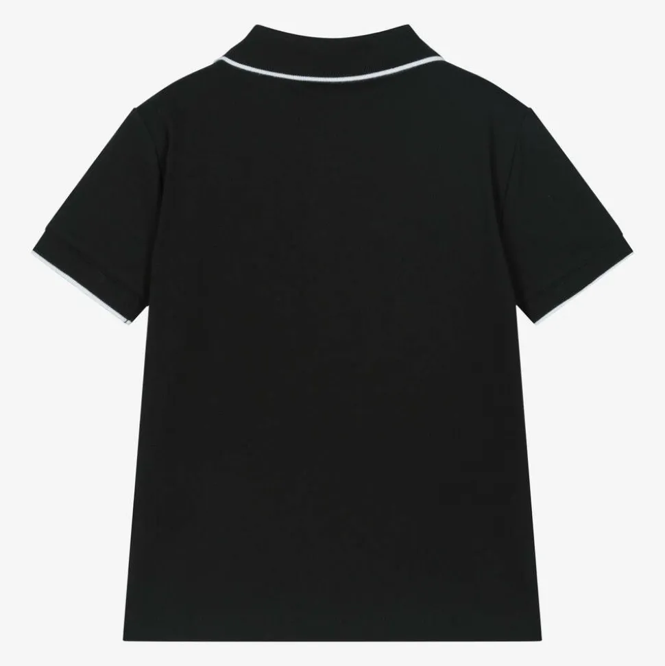 Boys Black Cotton CK Polo Shirt