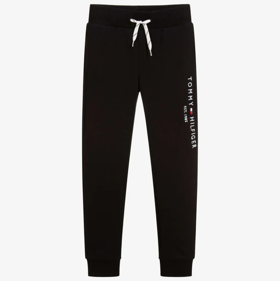Boys Black Cotton Flag Joggers
