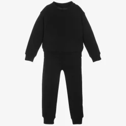 Boys Black Cotton Jersey Tracksuit