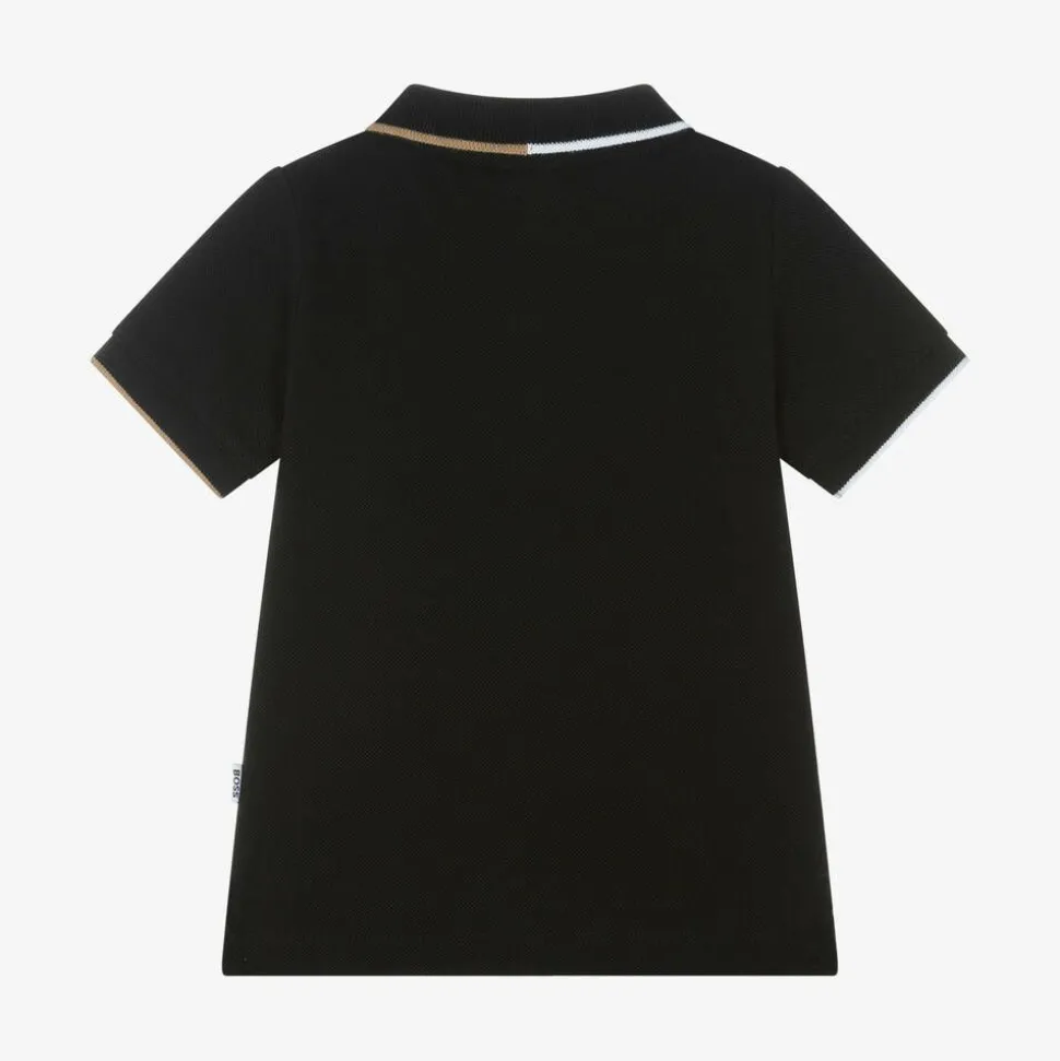 Boys Black Cotton Polo Shirt