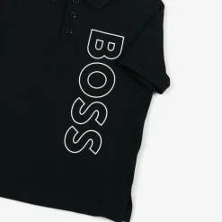 Boys Black Cotton Polo Shirt