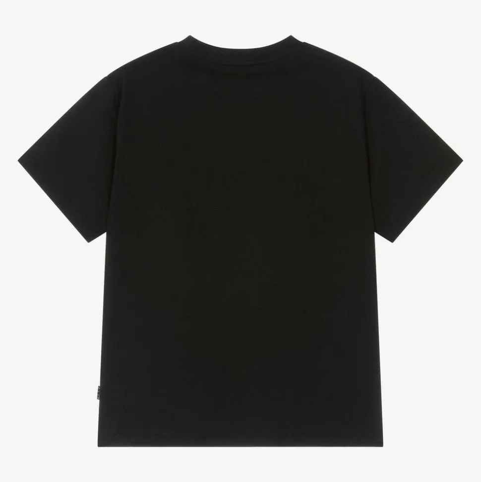 Boys Black Cotton Telescope T-Shirt