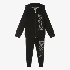 Boys Black Cotton Tracksuit