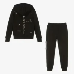Boys Black Cotton Tracksuit