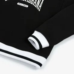 Boys Black Cotton Varsity Sweatshirt