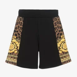 Boys Black Cotton Wild Barocco Shorts