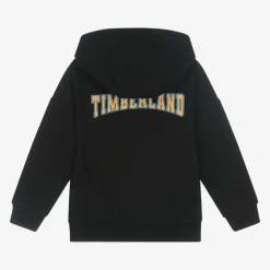 Boys Black Cotton Zip-Up Hoodie