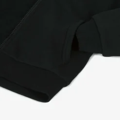 Boys Black Cotton Zip-Up Hoodie