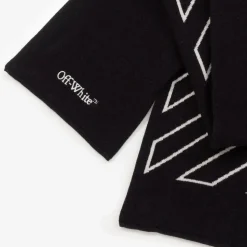Boys Black Diagonal Wool & Cotton Scarf