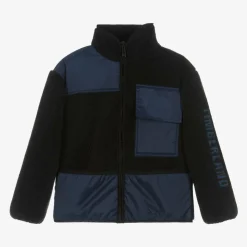 Boys Black Fleece Zip-up Top