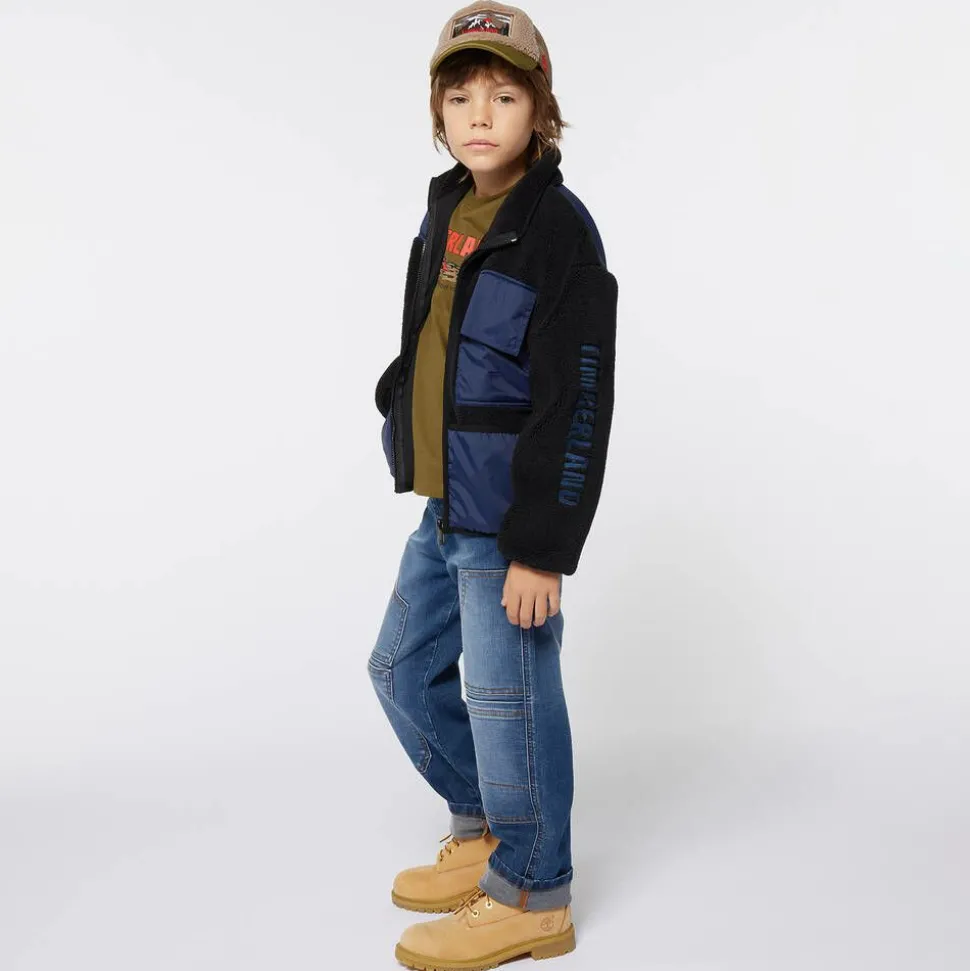 Boys Black Fleece Zip-up Top