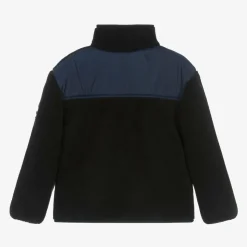 Boys Black Fleece Zip-up Top