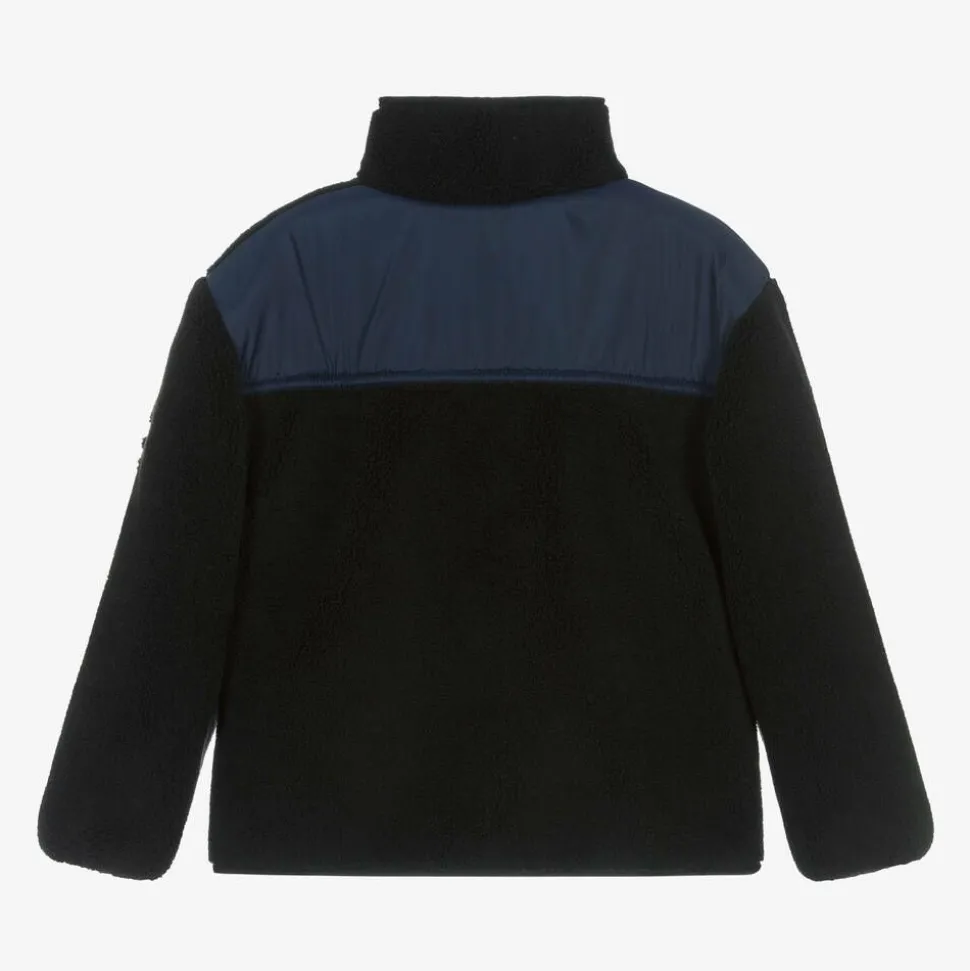 Boys Black Fleece Zip-up Top