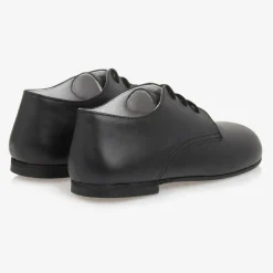 Boys Black Lace-Up Leather Shoes