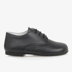 Boys Black Lace-Up Leather Shoes