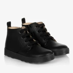Boys Black Leather Ankle Boots